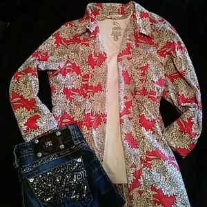 Floral pattern 3/4 sleeve blouse